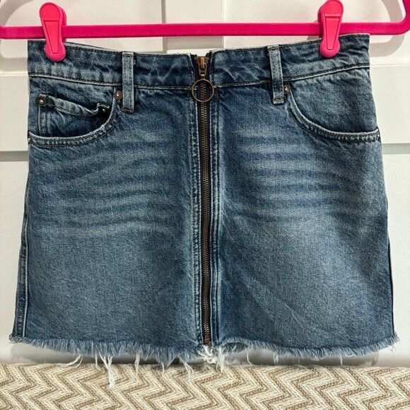 We The Free Free People Zip It Up Raw Hem Denim Skirt - Picture 2 of 7